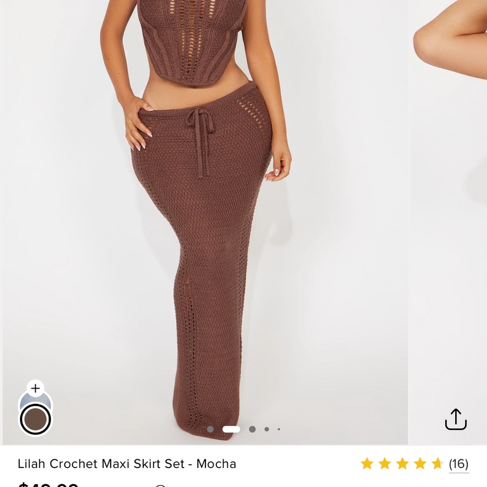 Fashion Nova Lilah Crochet Maxi Skirt Set - Mocha